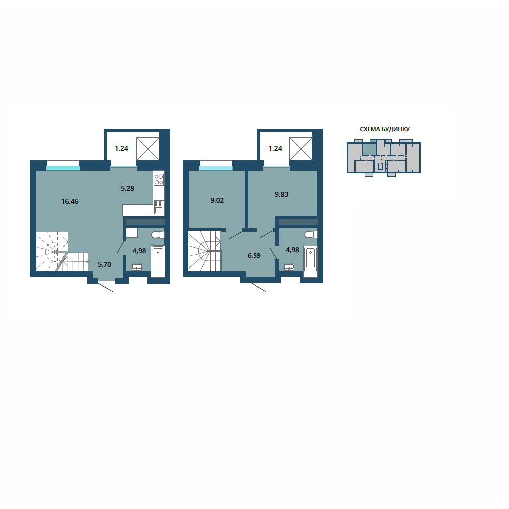 Загальна площа – 65,34 м²