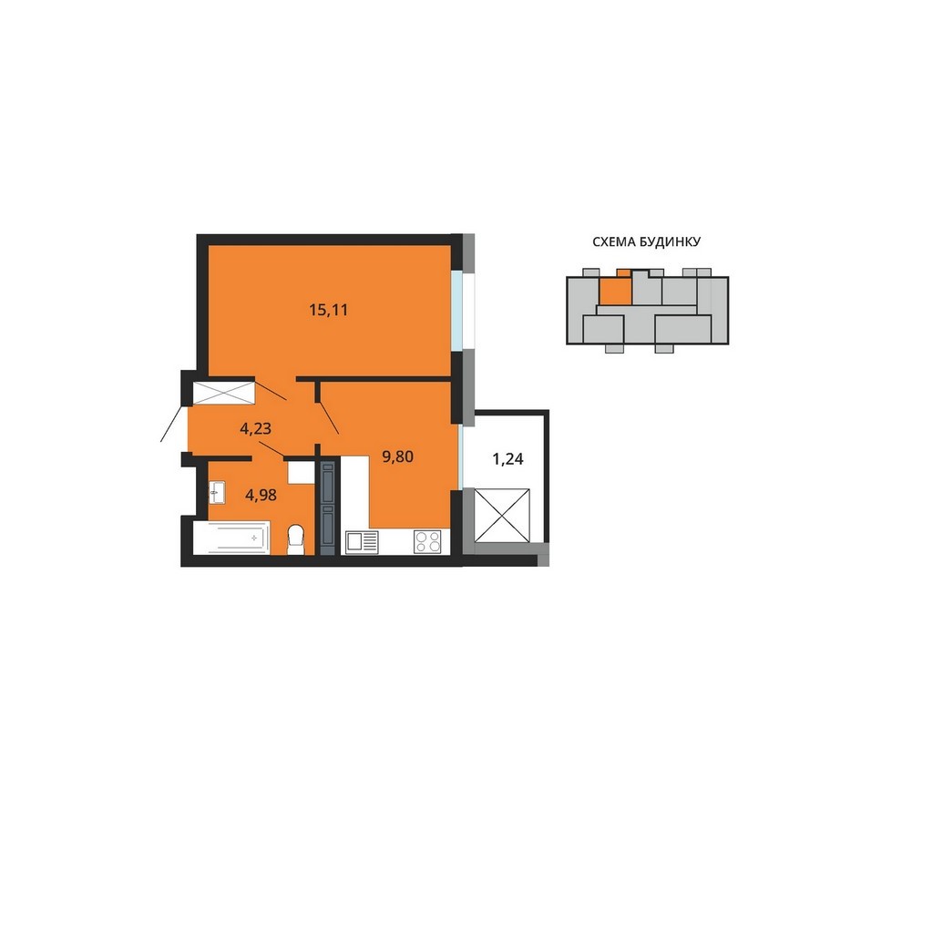 Загальна площа – 35,36 м²